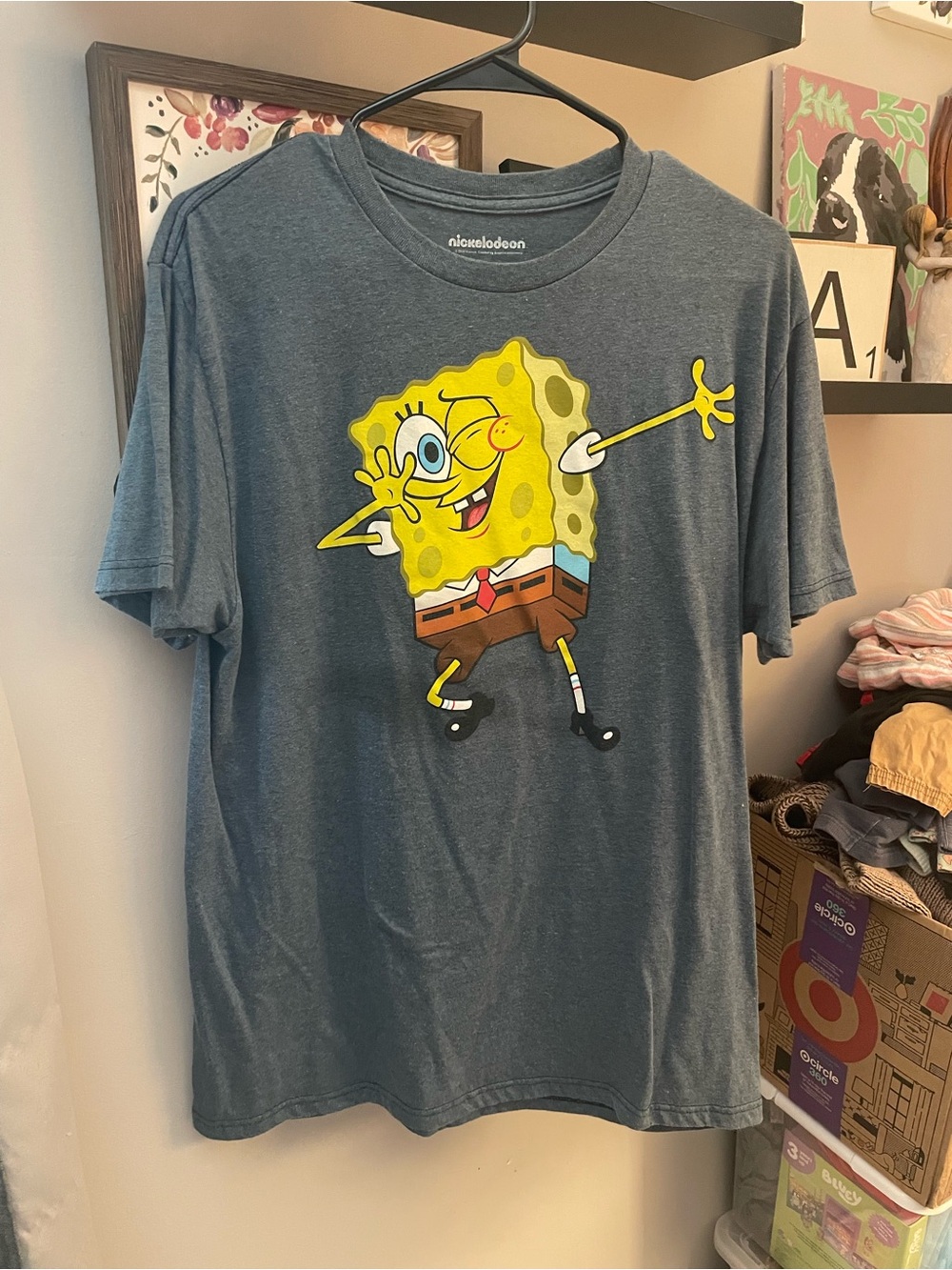 Nickelodeon SpongeBob Graphic Tee in Slate Blue with Yellow
